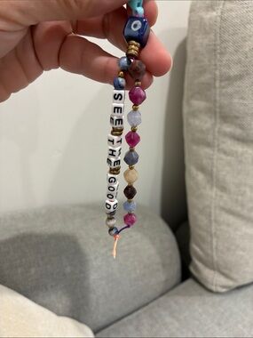 Beaded 'See The Good' Keychain Bag Charm Stanley Charm - Evil Eye Charm